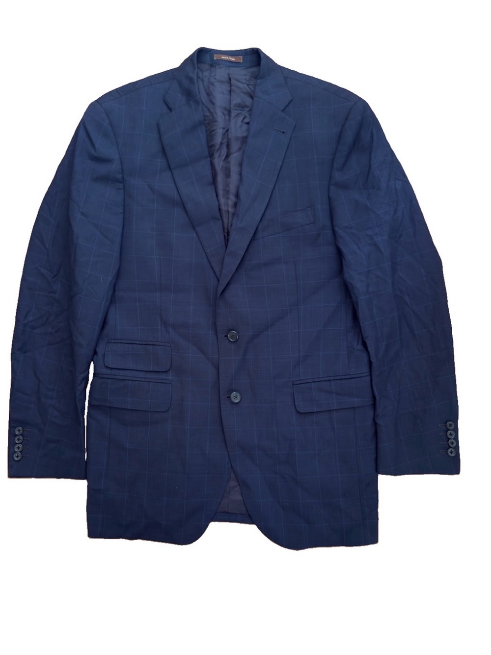VTG Peter Millar Blazer 40T Blue Windowpane Plaid Wool Sport Coat Ticket Pocket